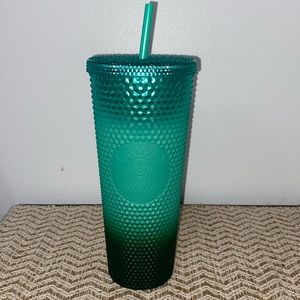 Ombré Emerald Green Studded Starbucks Venti Tumbler